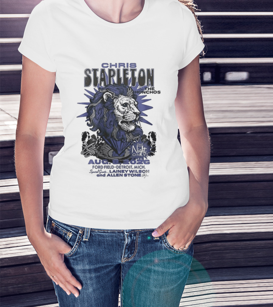 Chris Stapleton Detroit Lions August 2023 Ft The Honchos One Night Only T-Shirt