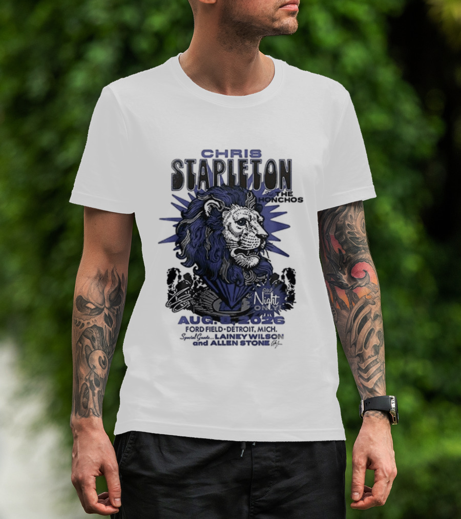 Chris Stapleton Detroit Lions August 2023 Ft The Honchos One Night Only T-Shirt
