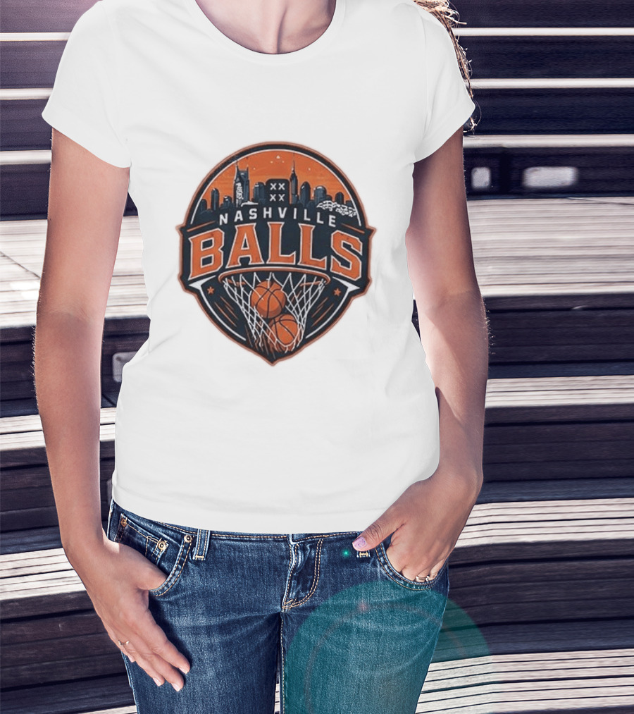 Nashville Balls Basketball Skyline Orange And Black T-Shirt