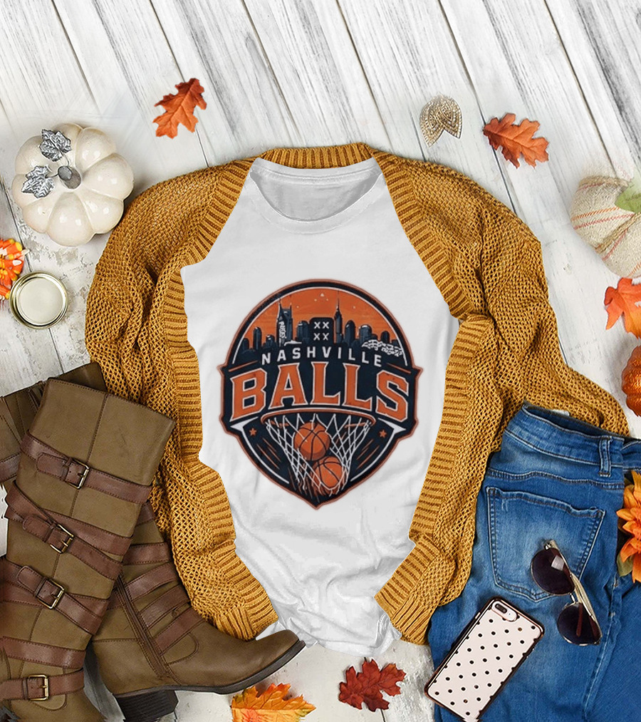 Nashville Balls Basketball Skyline Orange And Black T-Shirt