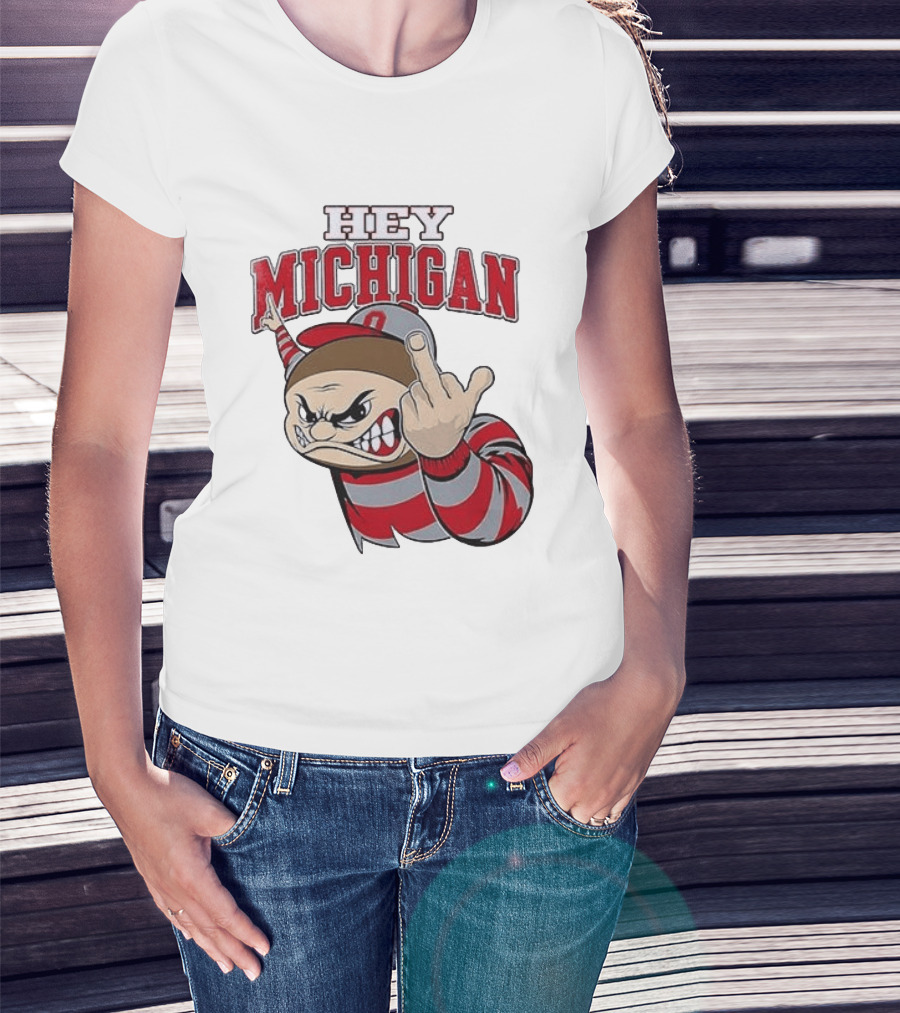 Ohio State Buckeyes Hey Michigan Middle Finger T-Shirt