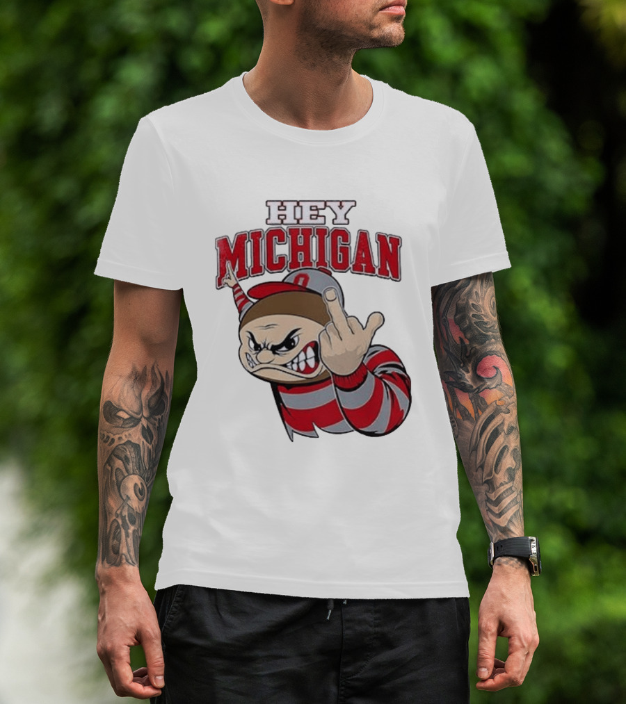 Ohio State Buckeyes Hey Michigan Middle Finger T-Shirt