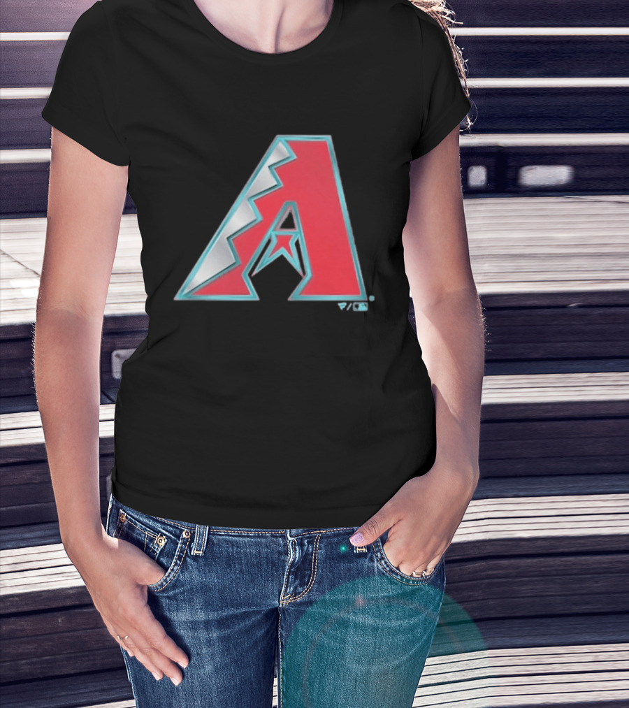 Arizona Diamondbacks Women's Metallic A Logo Red And Silver T-Shirt