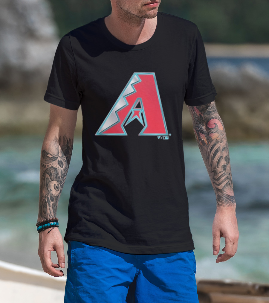 Arizona Diamondbacks Women's Metallic A Logo Red And Silver T-Shirt