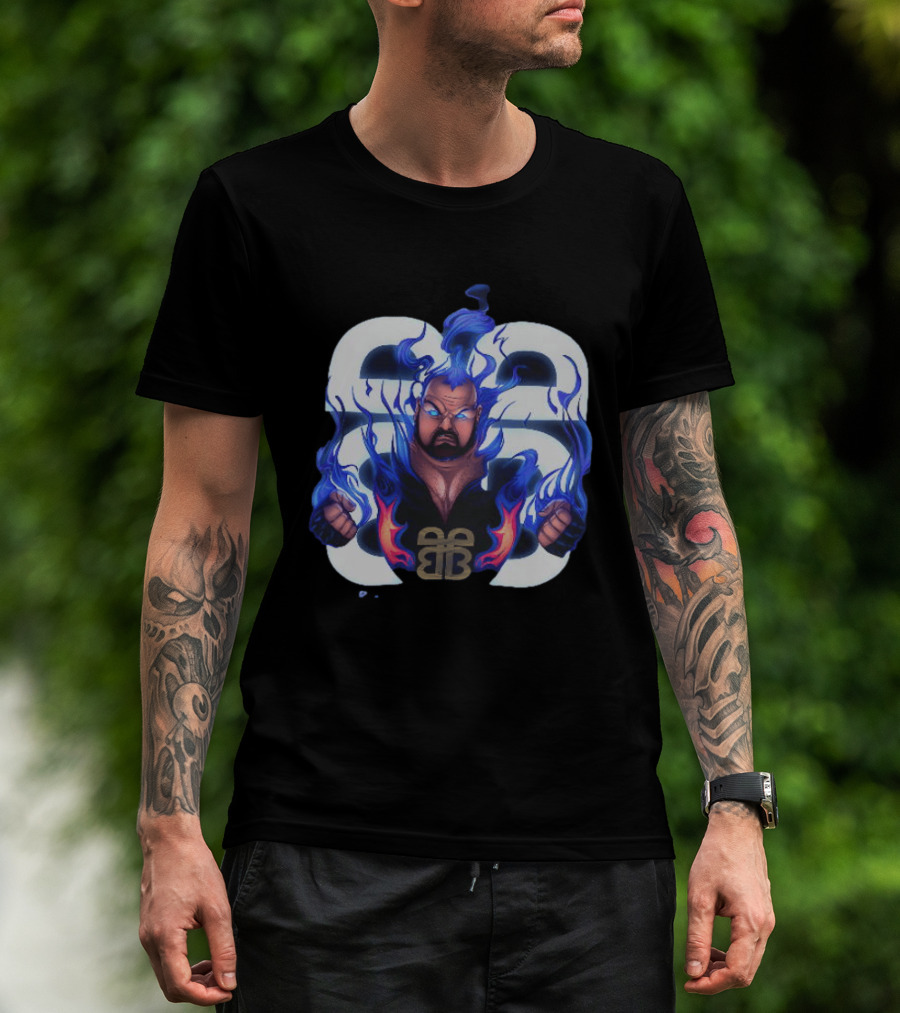 Bam Bam Bigelow WWE Flames New Jersey Devils Pro Wrestling T-Shirt