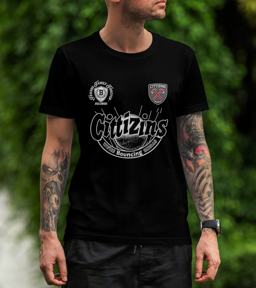 Cittizins We're Bouncing Skulls Friends Family Forever Records Football T-Shirt