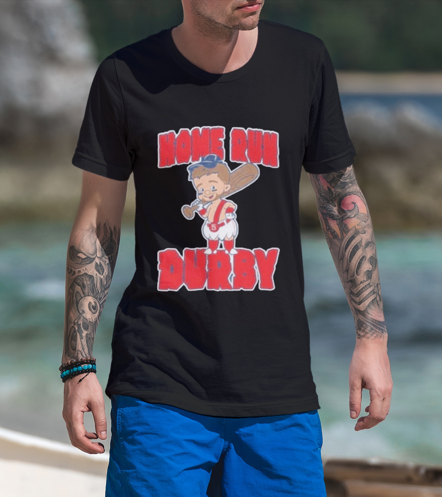 Boston Red Sox Payton Tolle Home Run Durby Cartoon Baseball Player In Red And White Uniform T-Shirt
