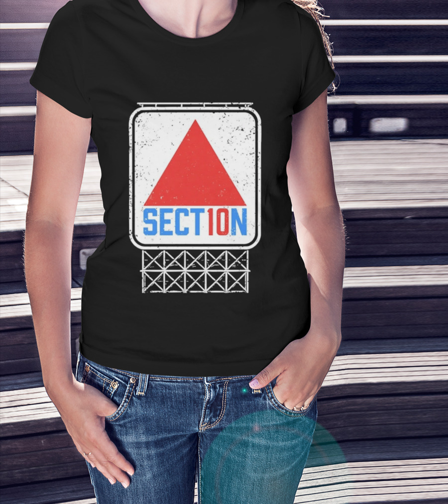 Section 10 Distressed Red Triangle Sign Retro Look S10 T-Shirt