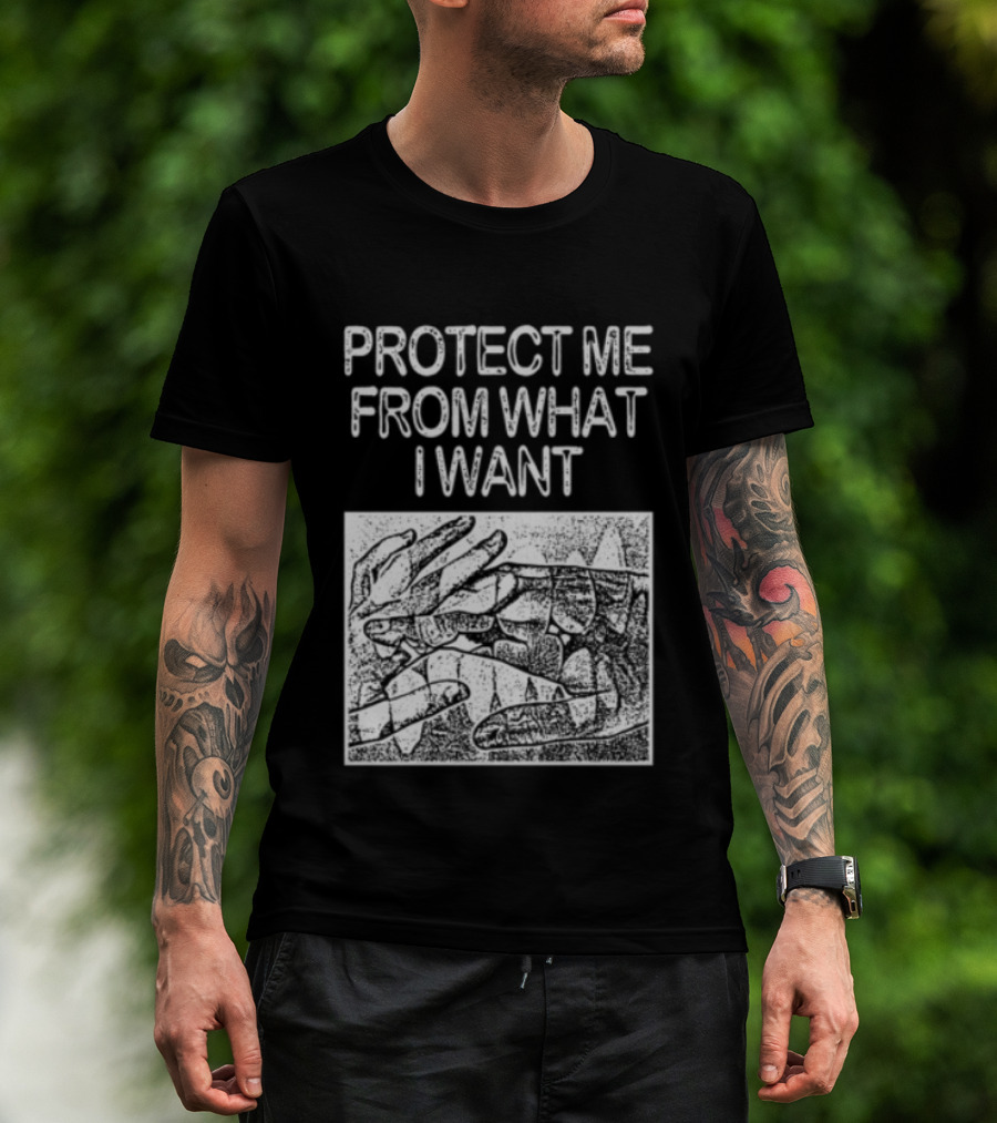Protect Me From What I Want Get A Real Job Kid Store Black T-Shirt