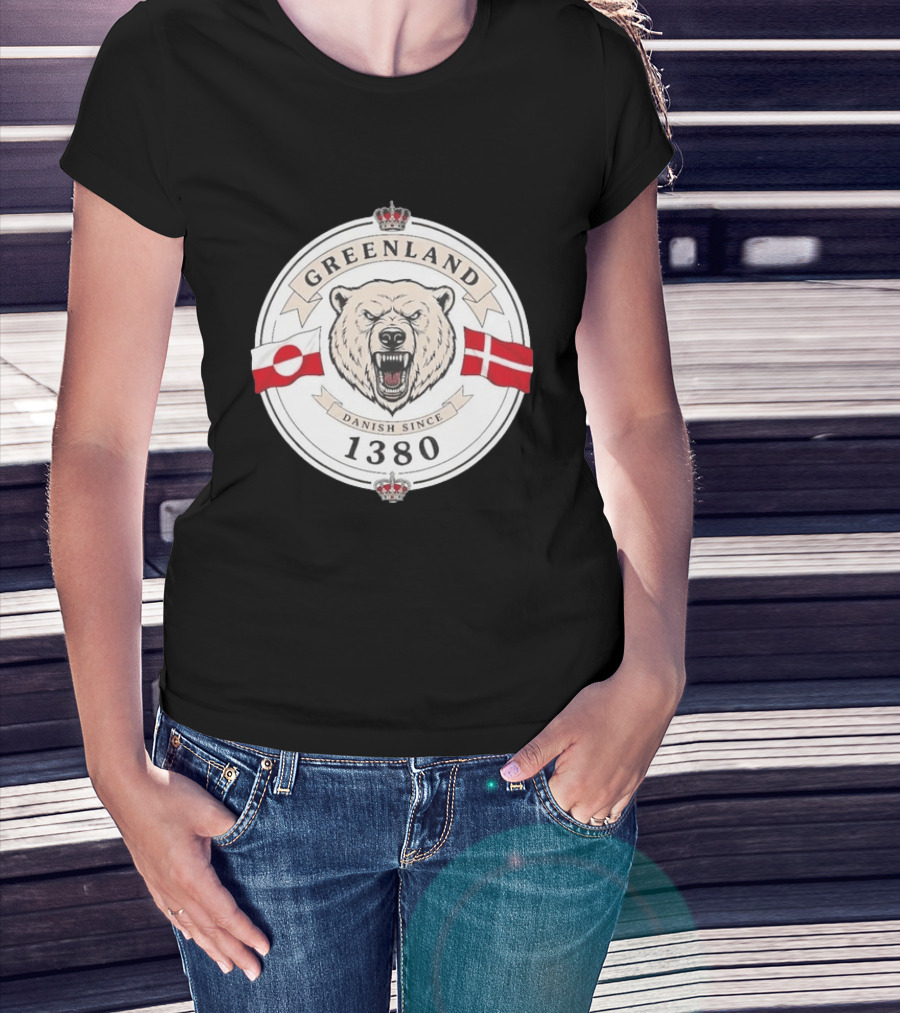 Greenland Danish Since 1380 Polar Bear Flags T-Shirt