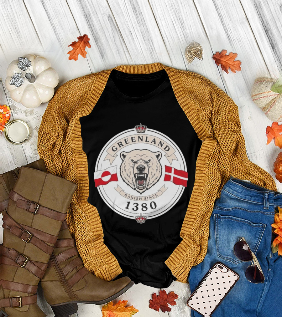 Greenland Danish Since 1380 Polar Bear Flags T-Shirt