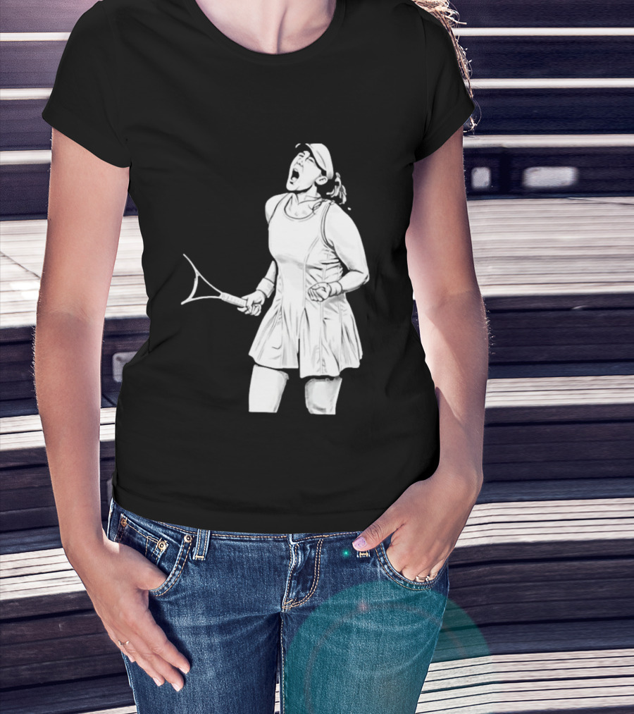 Tennis Player Celebrating Victory Power Grit Determination Black T-Shirt
