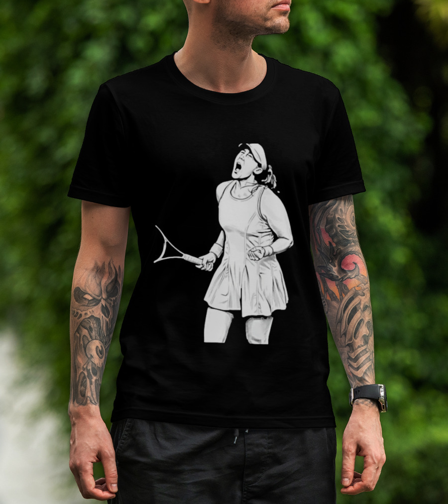 Tennis Player Celebrating Victory Power Grit Determination Black T-Shirt