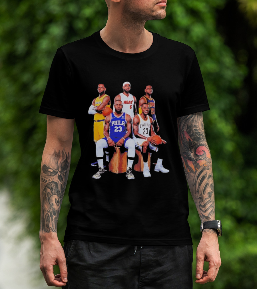 Lebron James 76ers Lakers Heat Cavaliers Basketball Player Iconic Jerseys 2026 T-Shirt