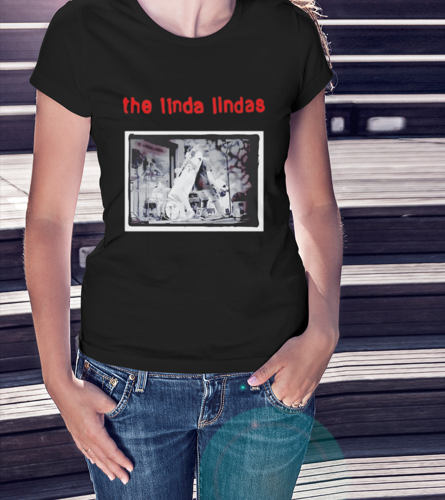 The Linda Lindas Live Performance Punk Rock Black And White Stage Scene T-Shirt