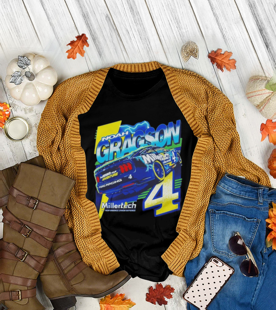 Noah Gragson Millertech Performance Lithium Batteries No 4 Ford Racing Powering Your Adventure T-Shirt
