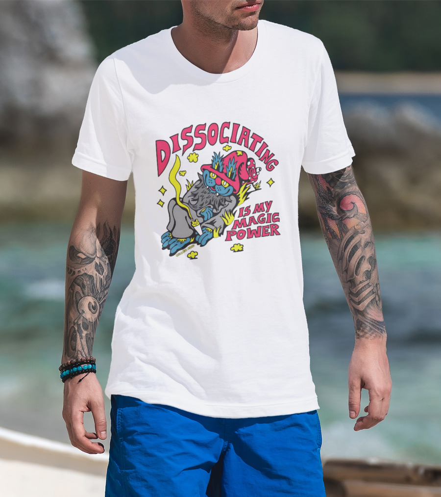 Dissociating Is My Magic Power Killer Acid Wizard Cat T-Shirt
