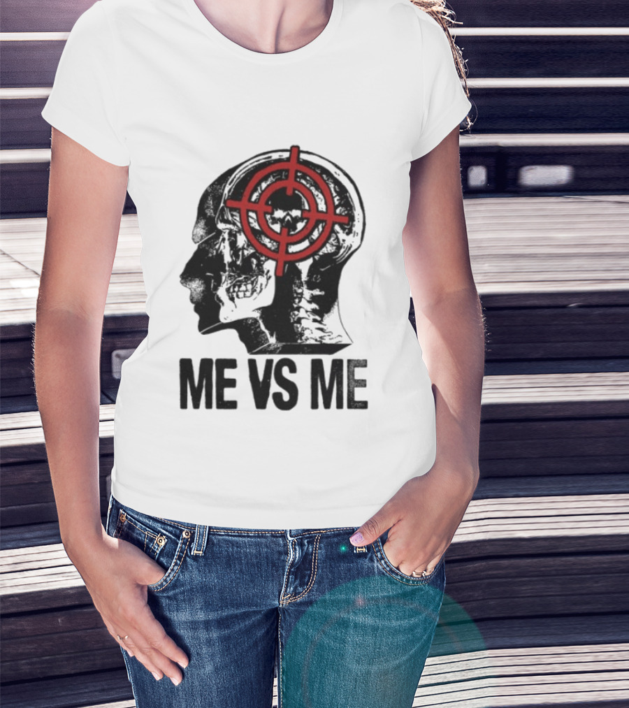 Get A Real Job Kid Store Me Vs Me White Target Head T-Shirt