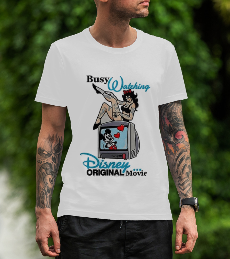 Busy Ing Disney Original Movie Retro Style With Mickey TV And Pin Up T-Shirt