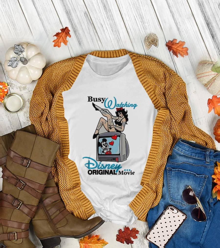 Busy Ing Disney Original Movie Retro Style With Mickey TV And Pin Up T-Shirt