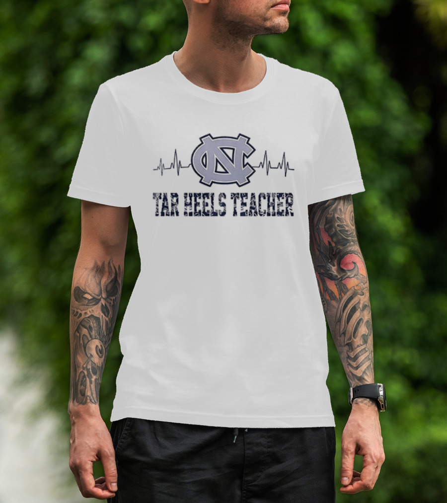 North Carolina Tar Heels Teacher Heartbeat Football Edition T-Shirt