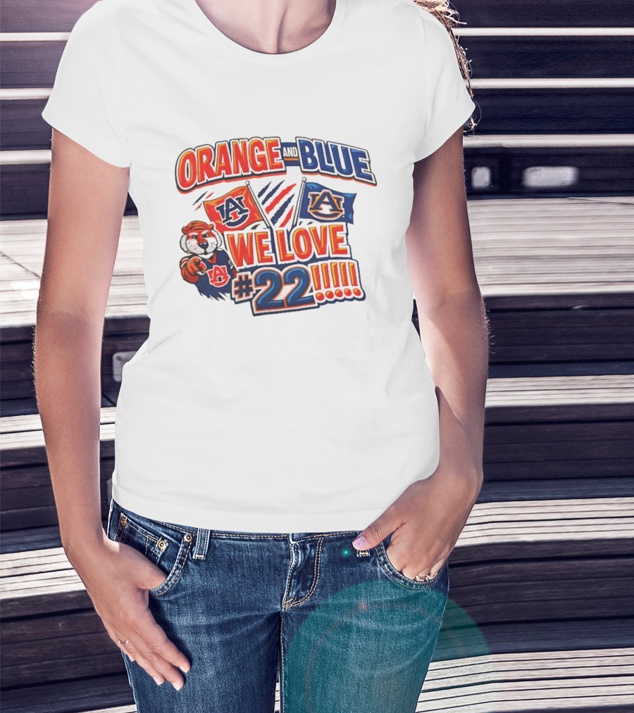 Auburn Tigers Orange And Blue We Love #22 Paws Up Enthusiasts T-Shirt