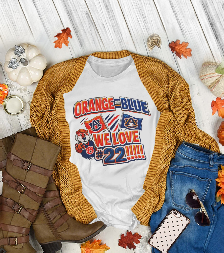 Auburn Tigers Orange And Blue We Love #22 Paws Up Enthusiasts T-Shirt