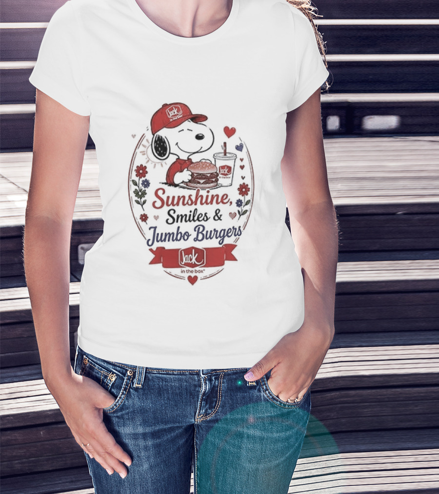 Peanuts Snoopy Sunshine Smiles Jumbo Burgers Collaboration With Jack In The Box T-Shirt