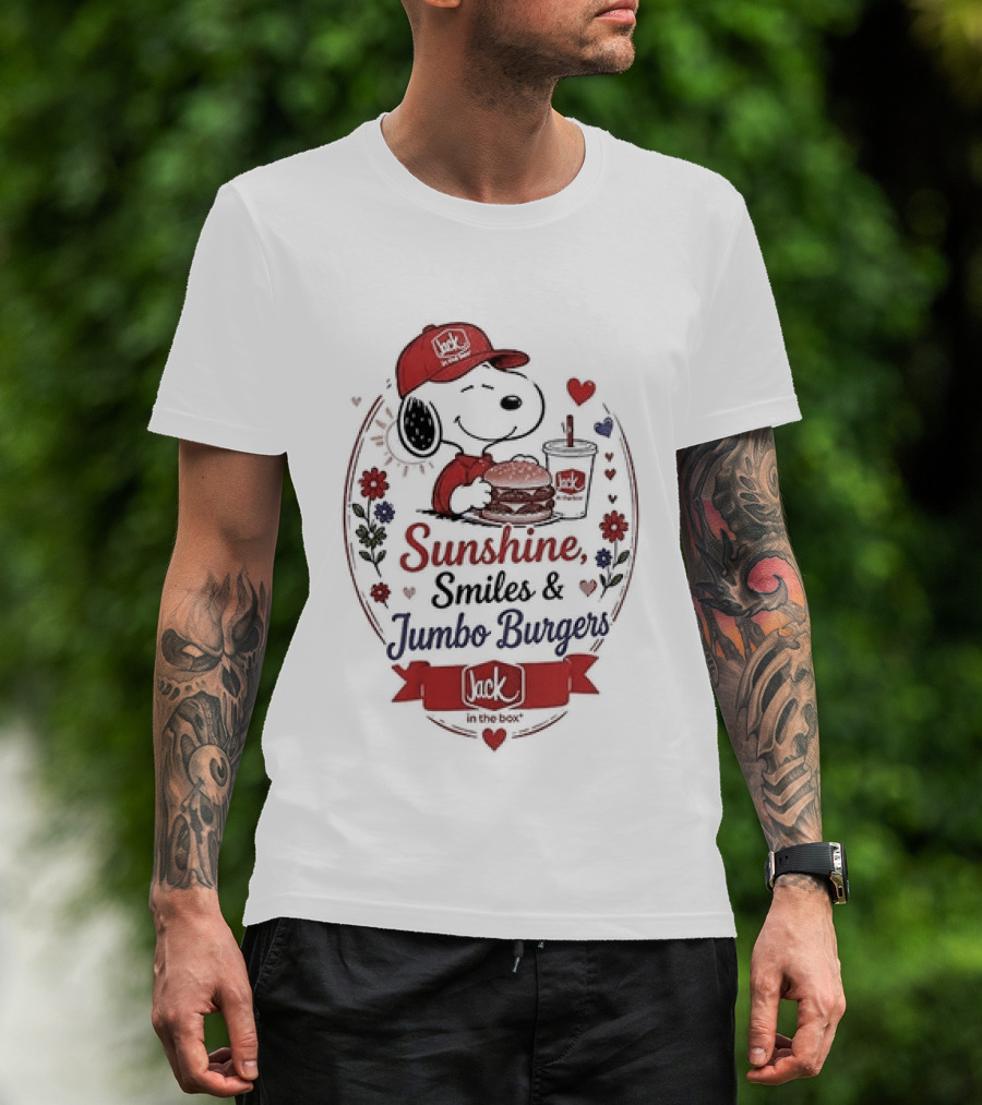 Peanuts Snoopy Sunshine Smiles Jumbo Burgers Collaboration With Jack In The Box T-Shirt