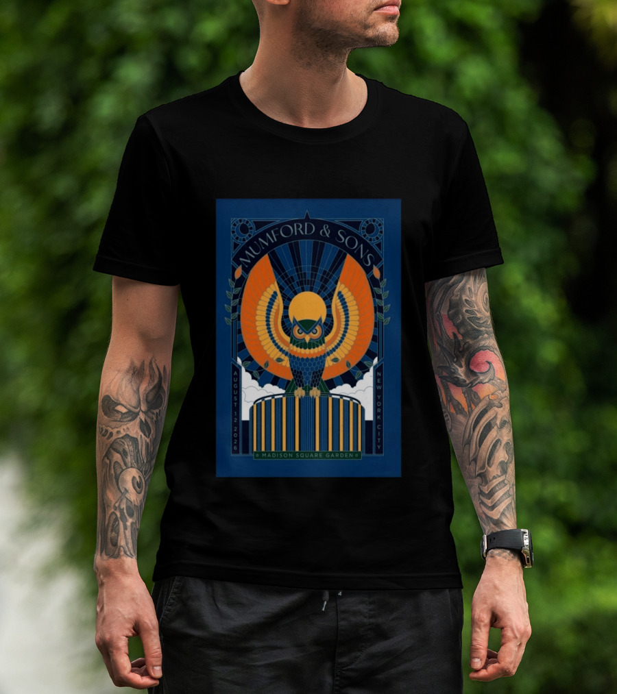 Mumford And Sons Madison Square Garden New York City August 12 2026 Owl T-Shirt