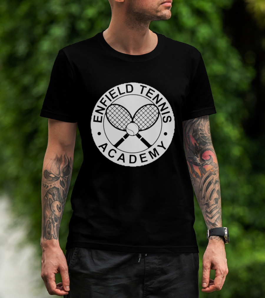 Enfield Tennis Academy Sports Club Circle Badge With Crossed Racquets T-Shirt