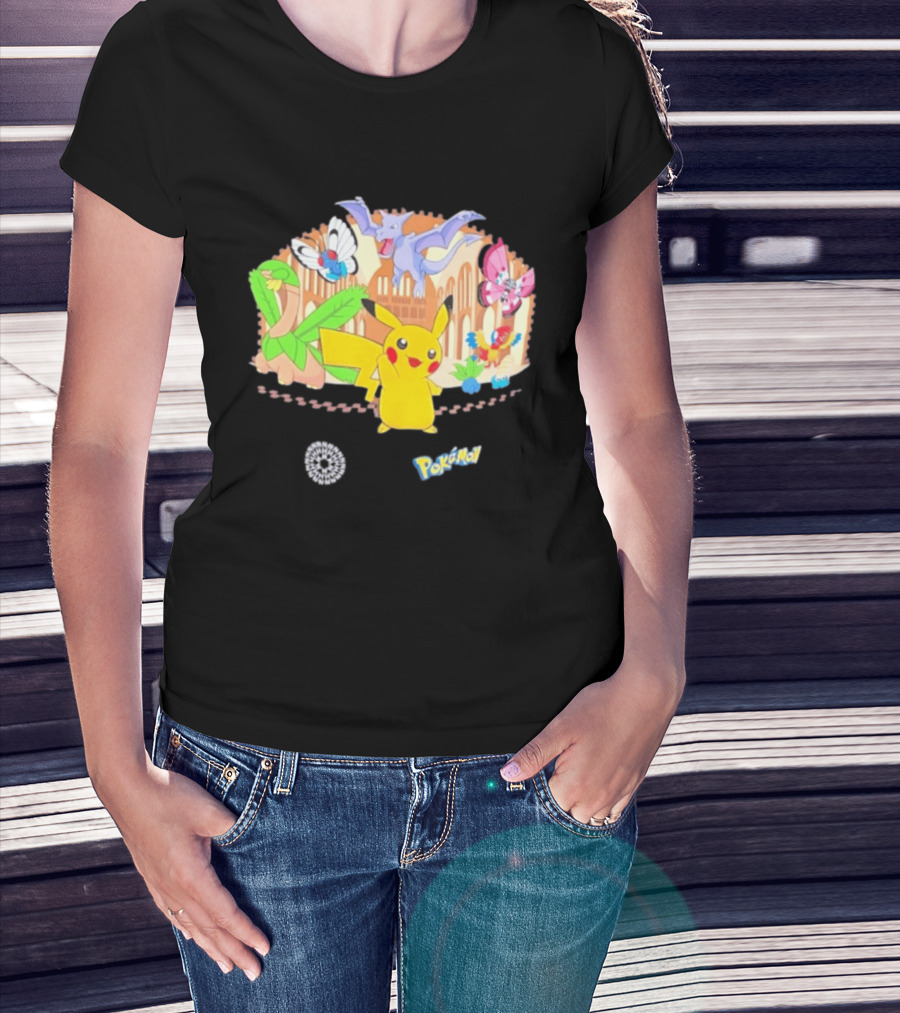 Pokecology Pikachu Aerodactyl Butterfree Vivillon Lileep Natural History Museum Collaboration T-Shirt