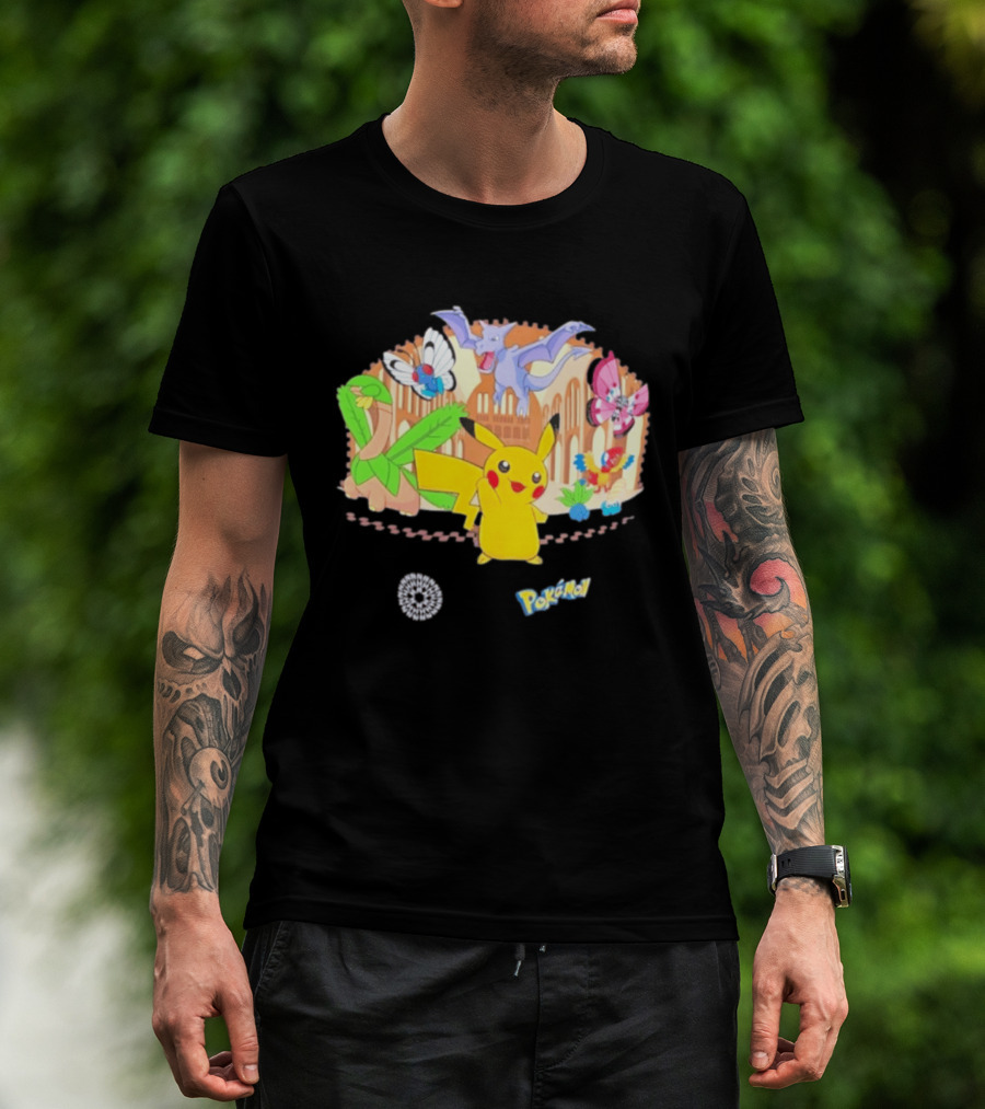 Pokecology Pikachu Aerodactyl Butterfree Vivillon Lileep Natural History Museum Collaboration T-Shirt