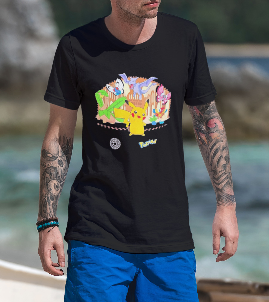 Pokecology Pikachu Aerodactyl Butterfree Vivillon Lileep Natural History Museum Collaboration T-Shirt