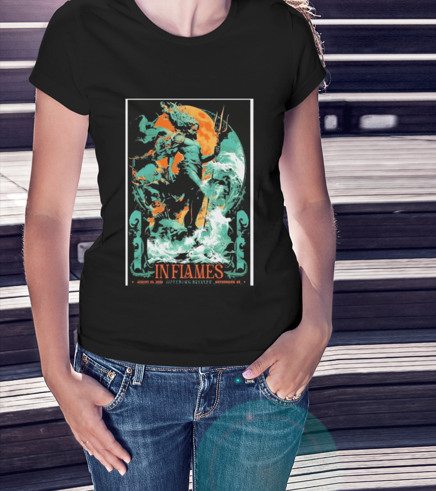 In Flames Göteborg Brinner August 22 2026 Poseidon Trident Concert Event Gothenburg SE T-Shirt