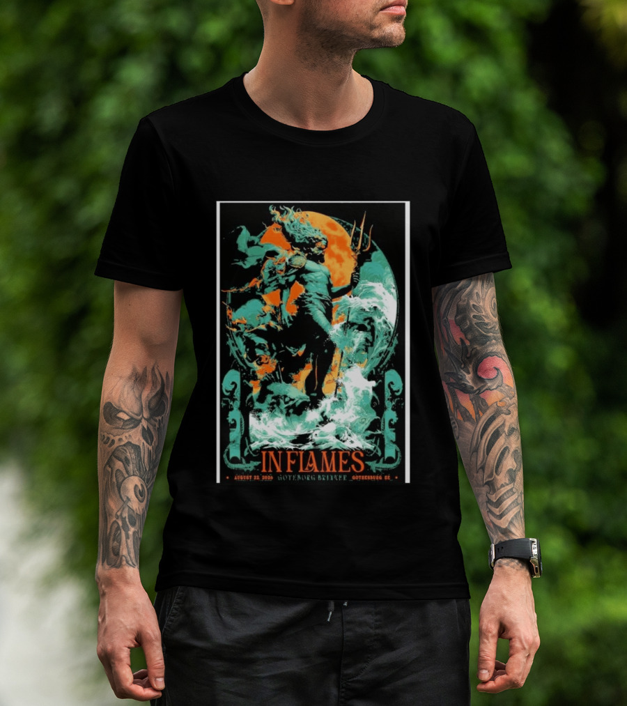 In Flames Göteborg Brinner August 22 2026 Poseidon Trident Concert Event Gothenburg SE T-Shirt