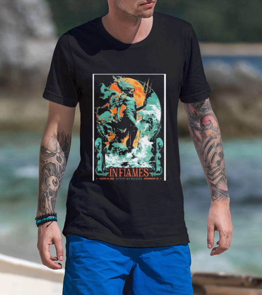 In Flames Göteborg Brinner August 22 2026 Poseidon Trident Concert Event Gothenburg SE T-Shirt