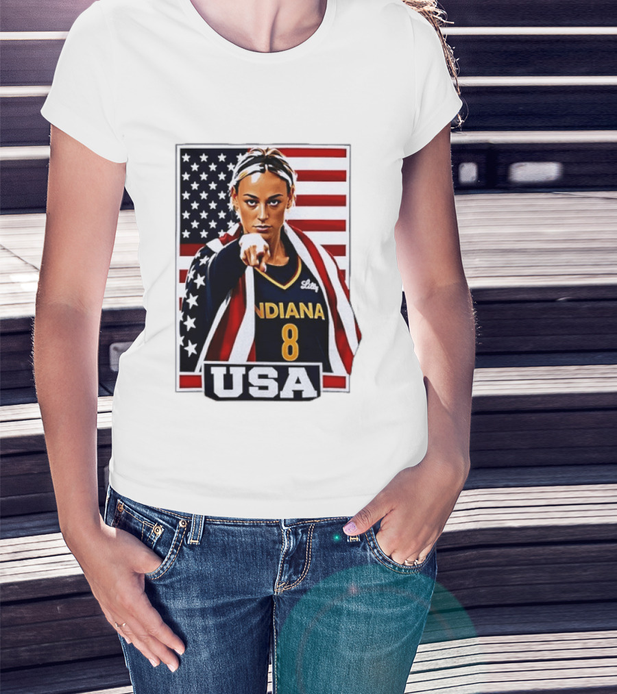 Lexie Hull Indiana Fever 8 USA WNBA Basketball Flag T-Shirt
