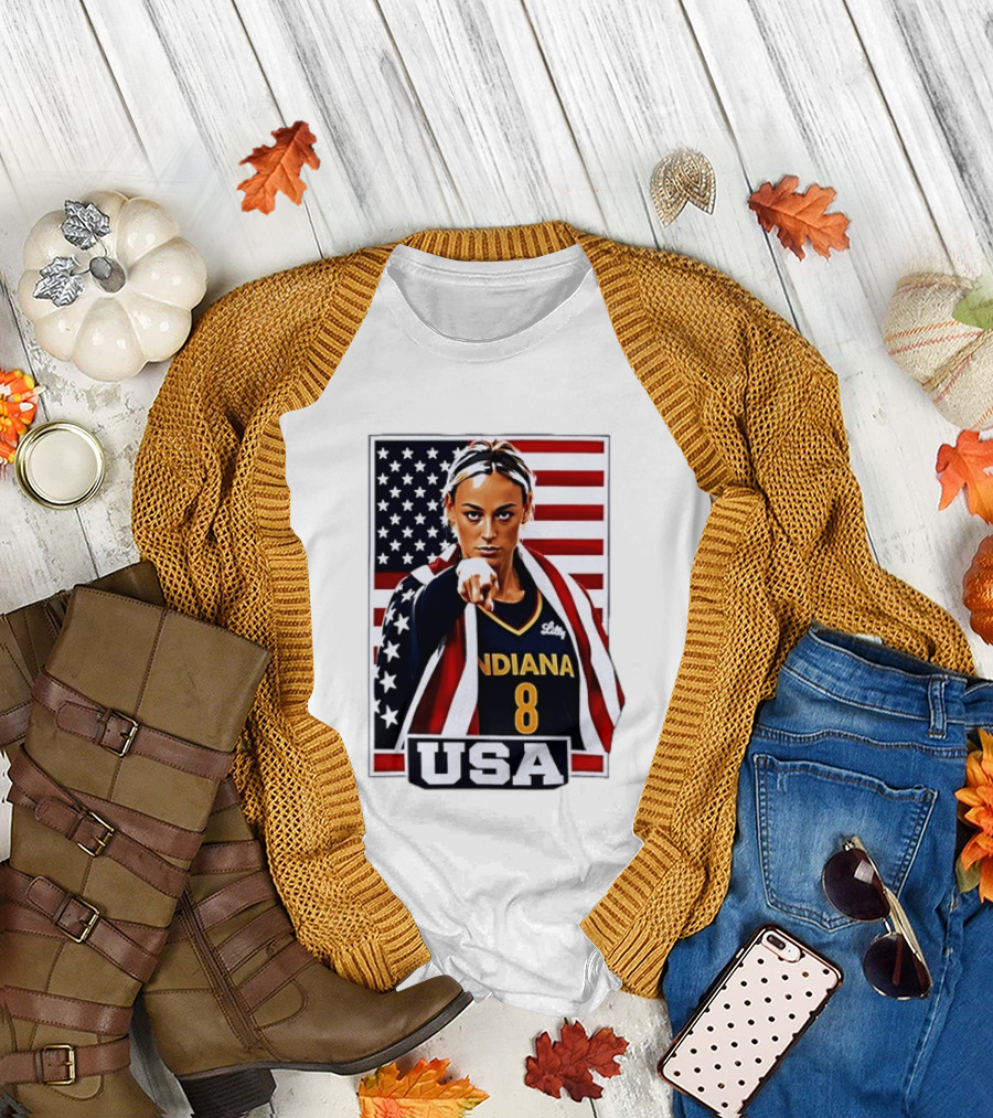 Lexie Hull Indiana Fever 8 USA WNBA Basketball Flag T-Shirt