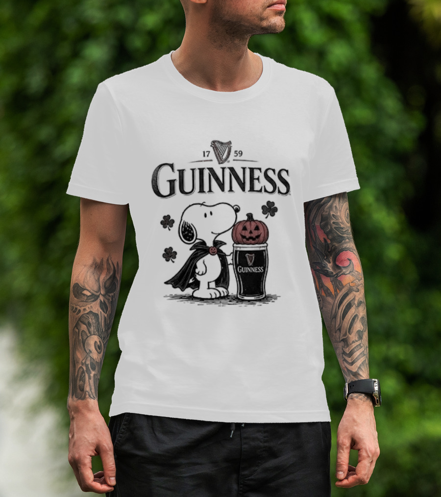 Guinness Snoopy Halloween Vampire Dark Brew Pumpkin T-Shirt