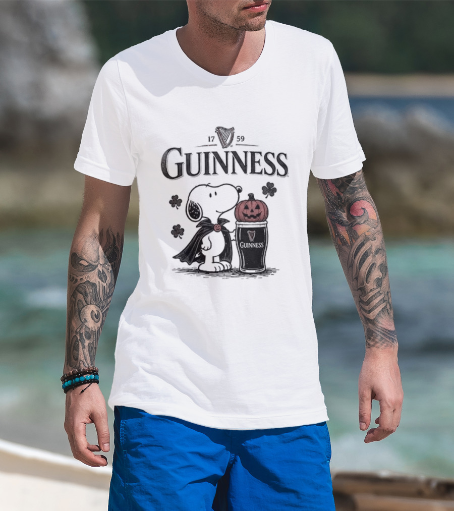 Guinness Snoopy Halloween Vampire Dark Brew Pumpkin T-Shirt