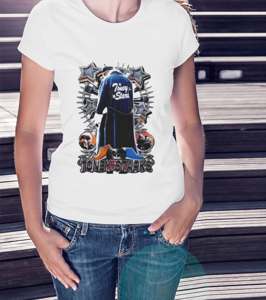 Toney Starks Blue Coat Star Motif Back Cover Art With Big Pun T-Shirt