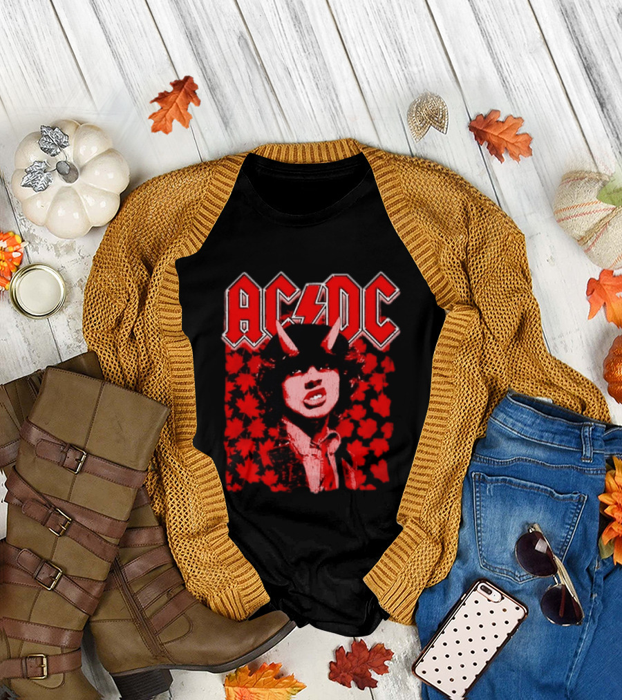 AC DC Pwr Up Canada 2026 Tour Rock Band Maple Leaf T-Shirt