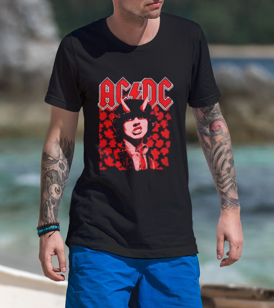 AC DC Pwr Up Canada 2026 Tour Rock Band Maple Leaf T-Shirt