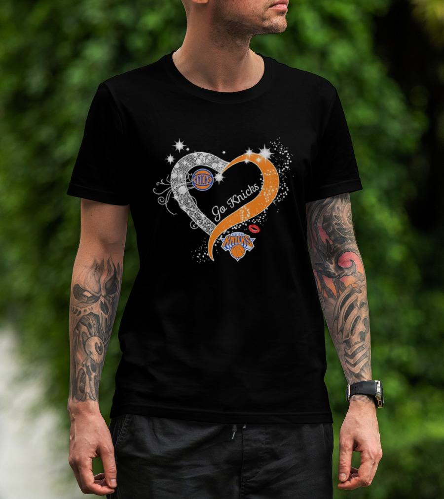 New York Knicks Heart Sparkle Go Knicks Basketball NBA Kiss T-Shirt