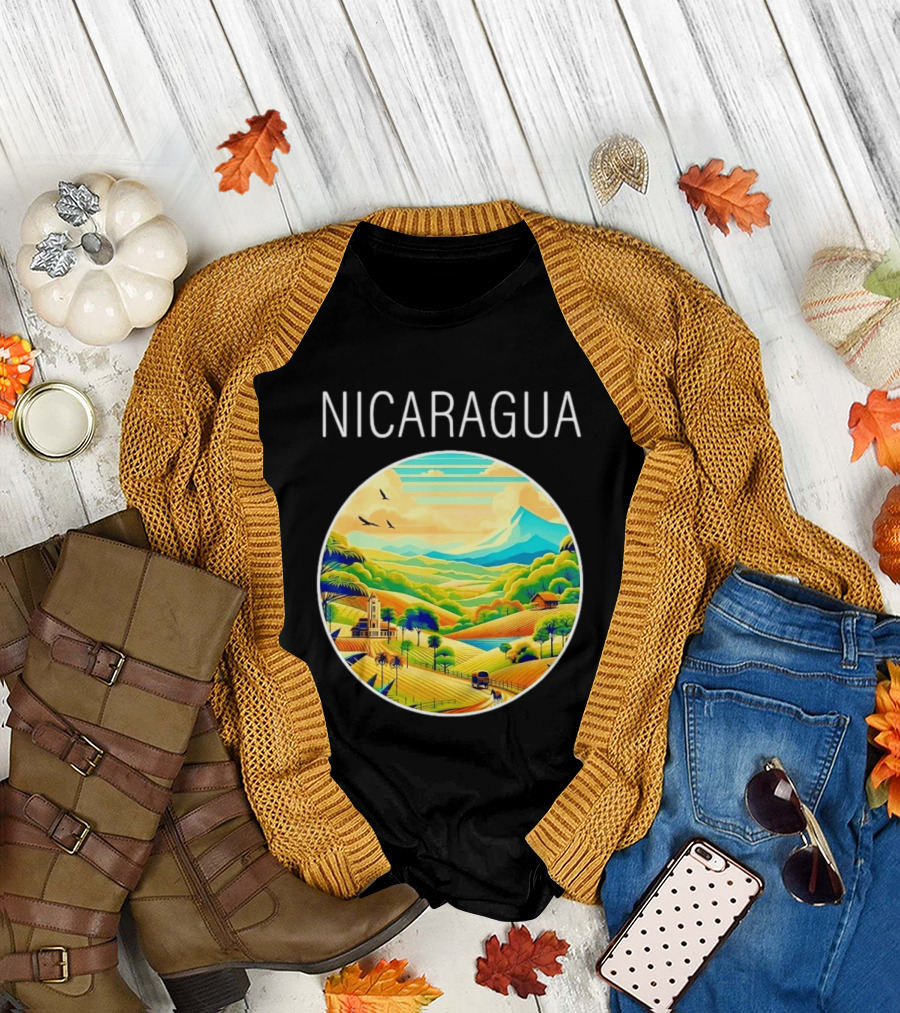 Nicaragua Scenic Landscape Central America Vibrant Mountain View T-Shirt