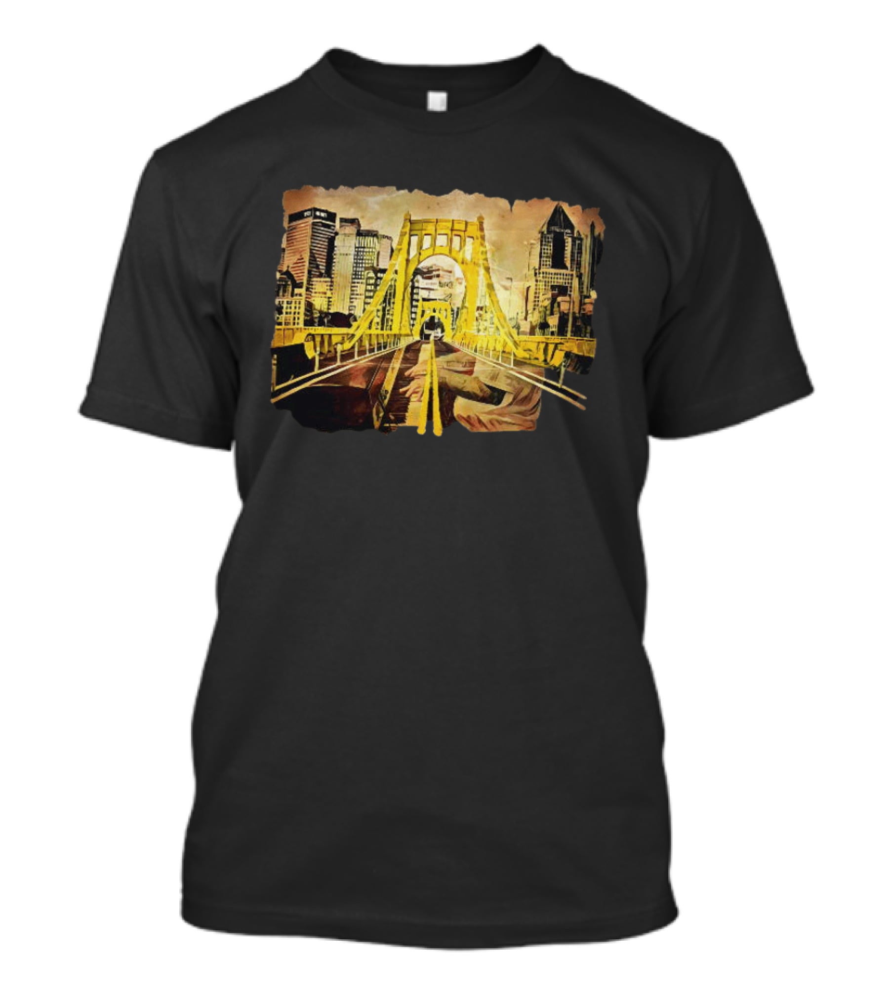 Pittsburgh Skyline 1992 Roberto Clemente Bridge Piano Player T-Shirt