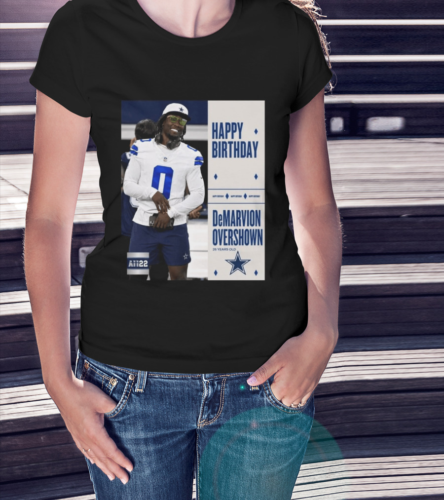 Happy Birthday DeMarvion Overshown 26 Years Old Dallas Cowboys Linebacker Celebration T-Shirt