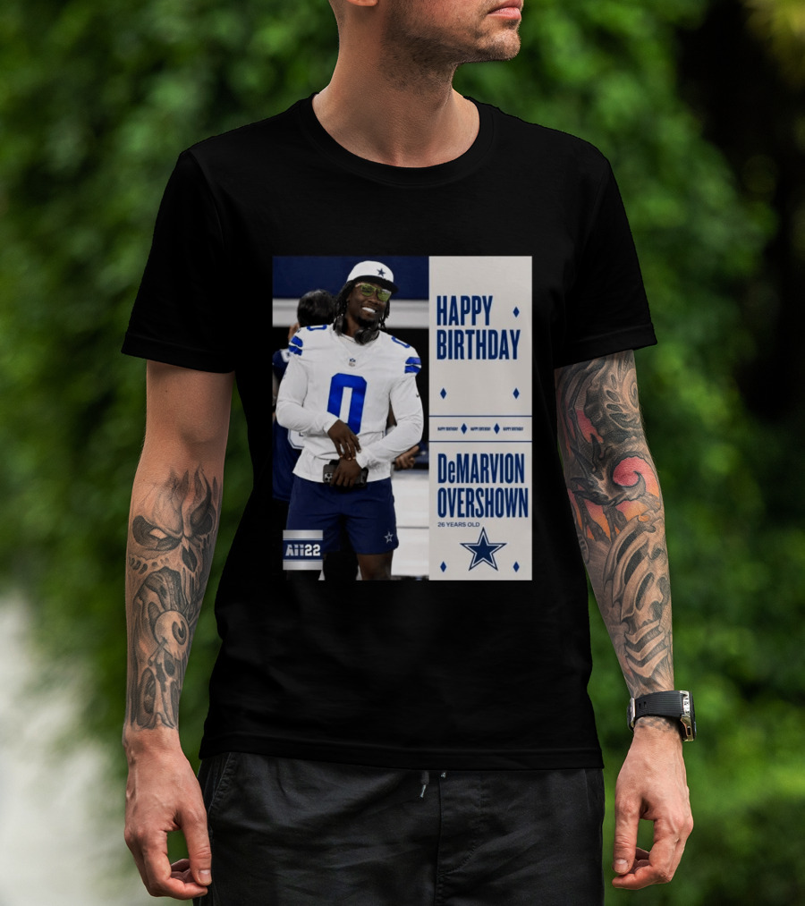 Happy Birthday DeMarvion Overshown 26 Years Old Dallas Cowboys Linebacker Celebration T-Shirt