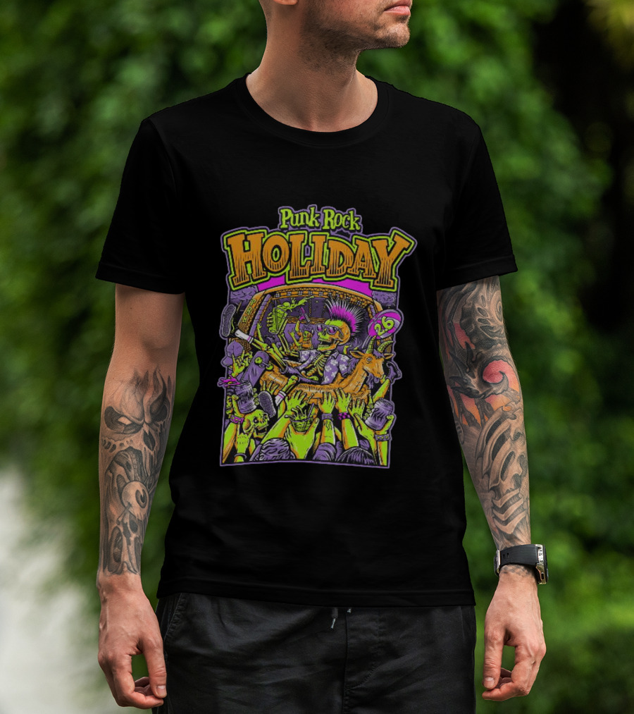 Punk Rock Holiday Skeleton Goat Crowd Surfing Music Festival 26 Summer T-Shirt